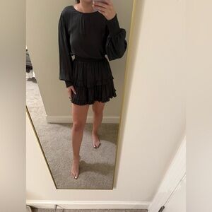 Do + Be Grey Ruffle Long Sleeve Dress Grey Medium